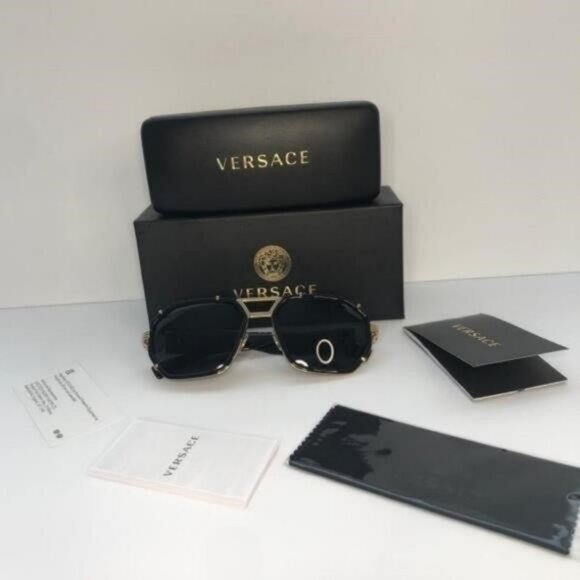 - New - 💯 Original VERSACE VE2228 100287 Dark Gray Irregular Men's Sunglas - Picture 12 of 12